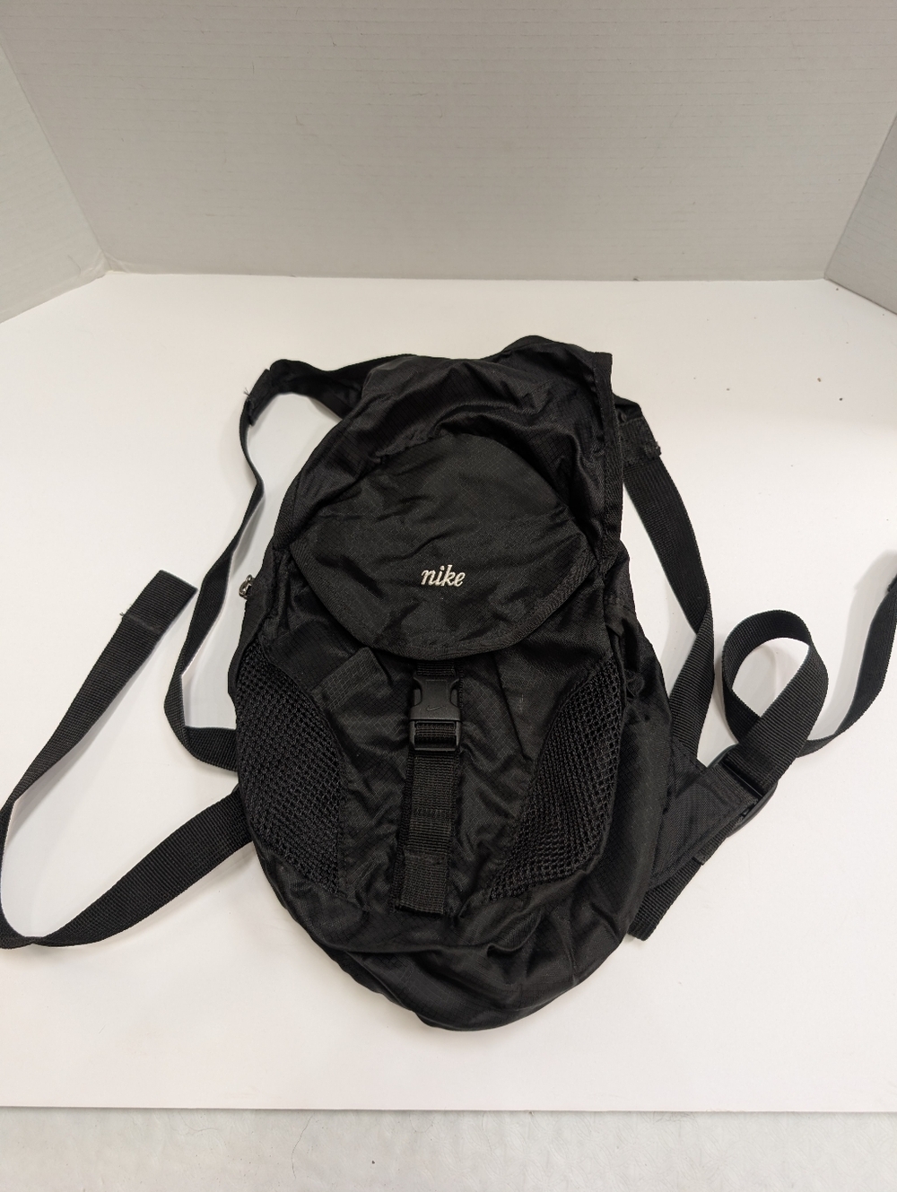 Nike Unisex Black Mini Backpack Travel Bag Clean Nylon Logo